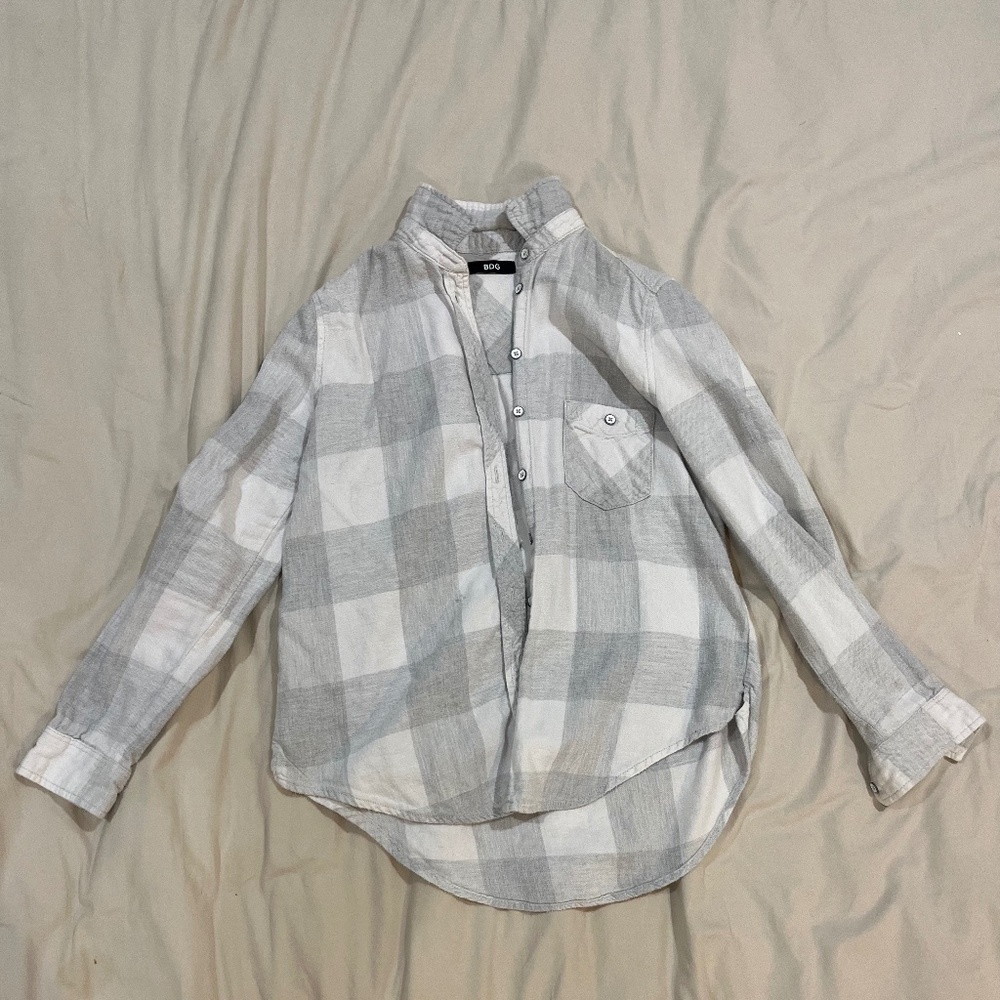 Gray & White Checkered Overshirt XS